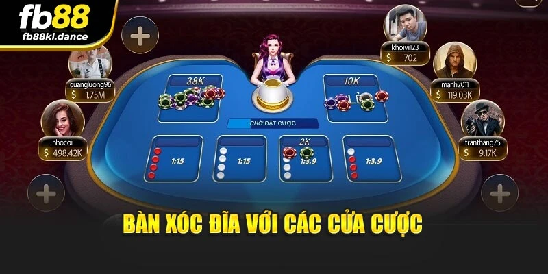 Bàn xóc đĩa với các cửa cược